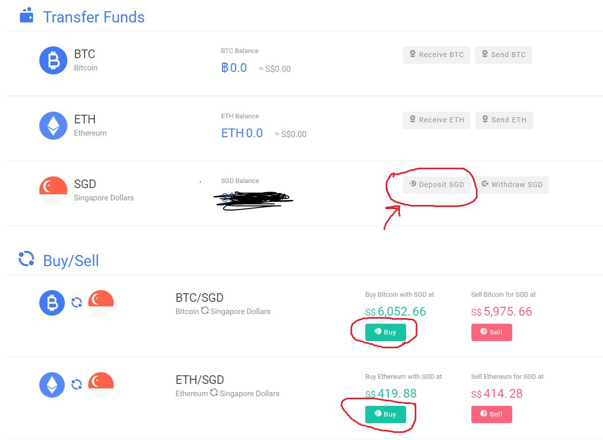 Coinhako buy sell page