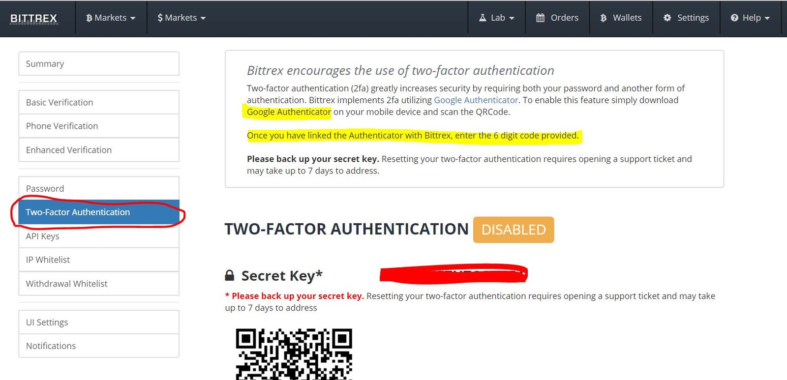 How to set up 2FA (two factor authentication) in Bittrex ...