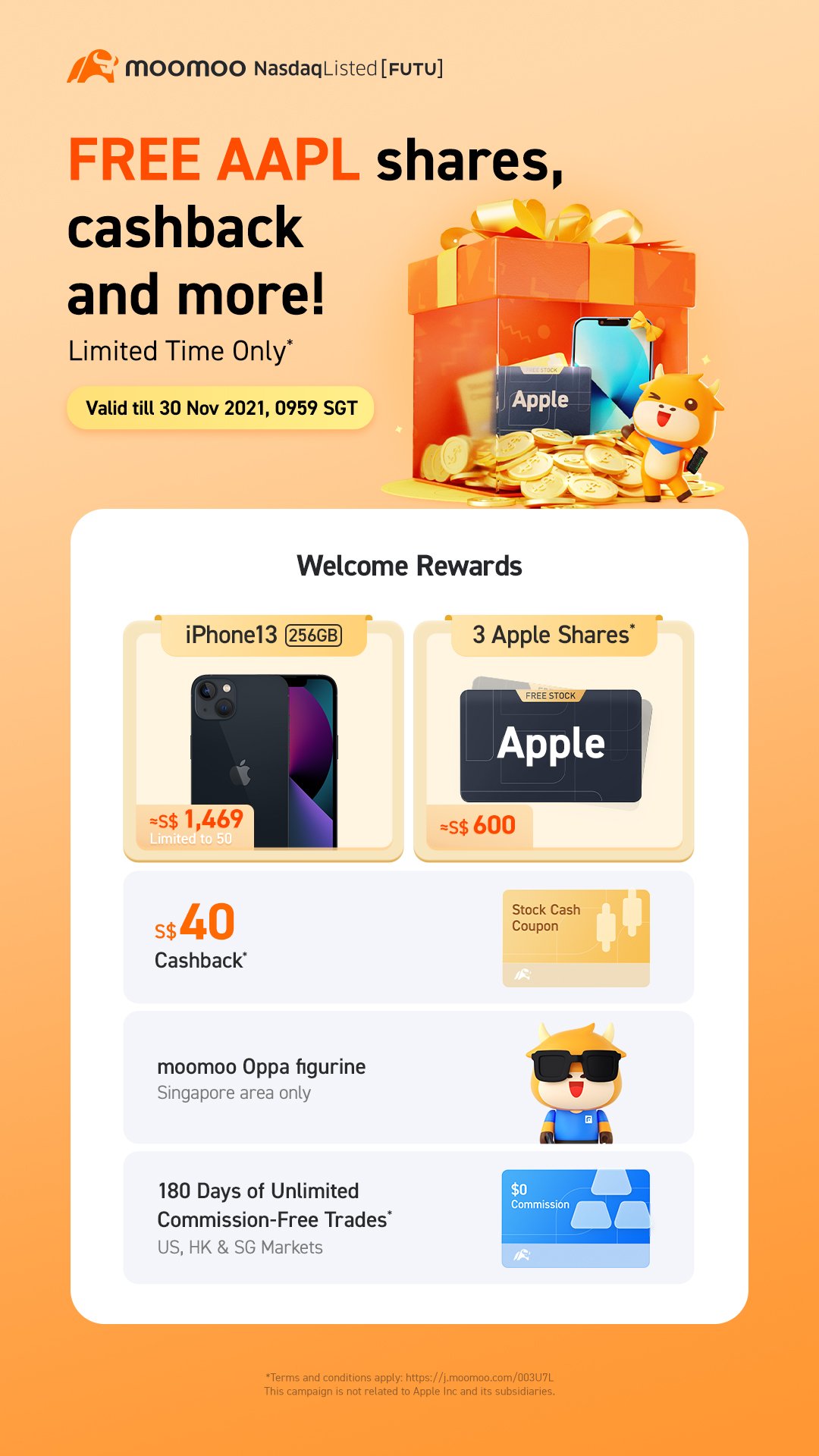 Sign Up with New Singapore Broker Futu SG and Get 1 FREE Apple Share and  180 Days Commission-free Trading. My Review of moomoo. (September 2021  Update)